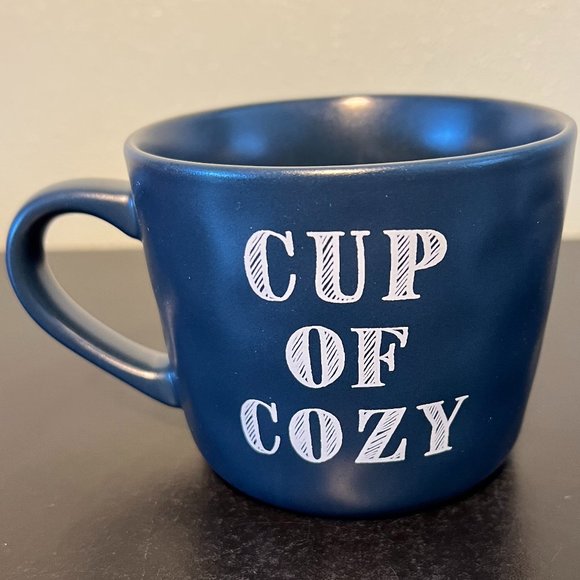THRESHOLD "A Cup of Cozy" Navy Blue Stoneware Coffee / Soup Mug - Picture 1 of 5